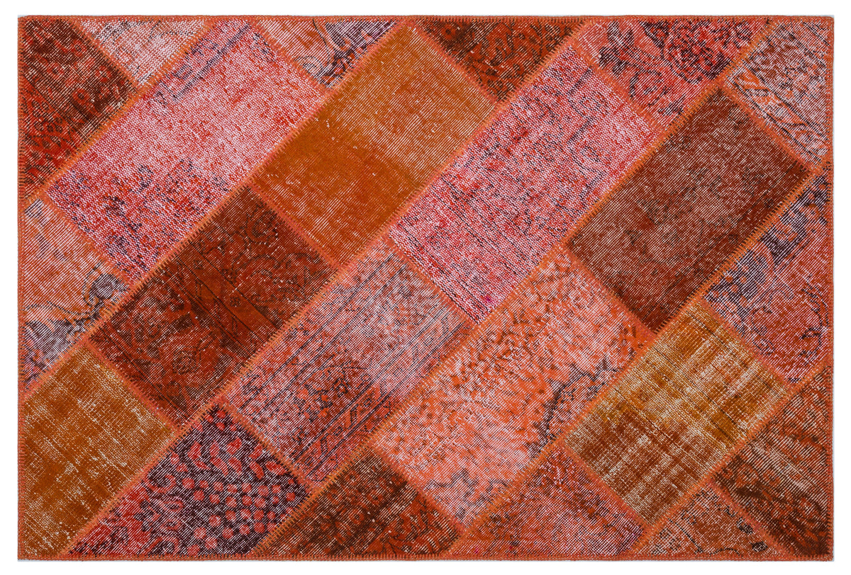 Red Over Dyed Patchwork Unique Rug 3&#39;11&#39;&#39; x 5&#39;11&#39;&#39; ft 120 x 180 cm