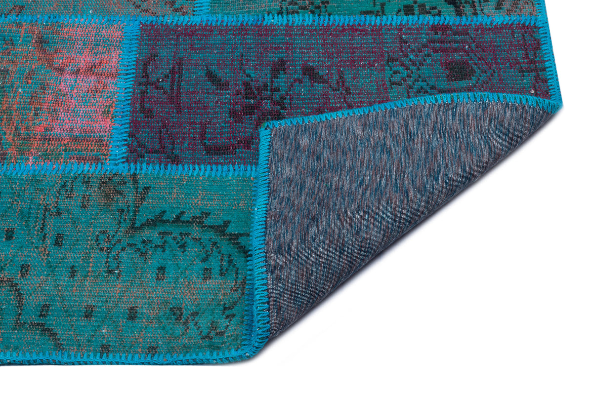 Turquoise  Over Dyed Patchwork Unique Rug 3&#39;11&#39;&#39; x 5&#39;11&#39;&#39; ft 120 x 180 cm
