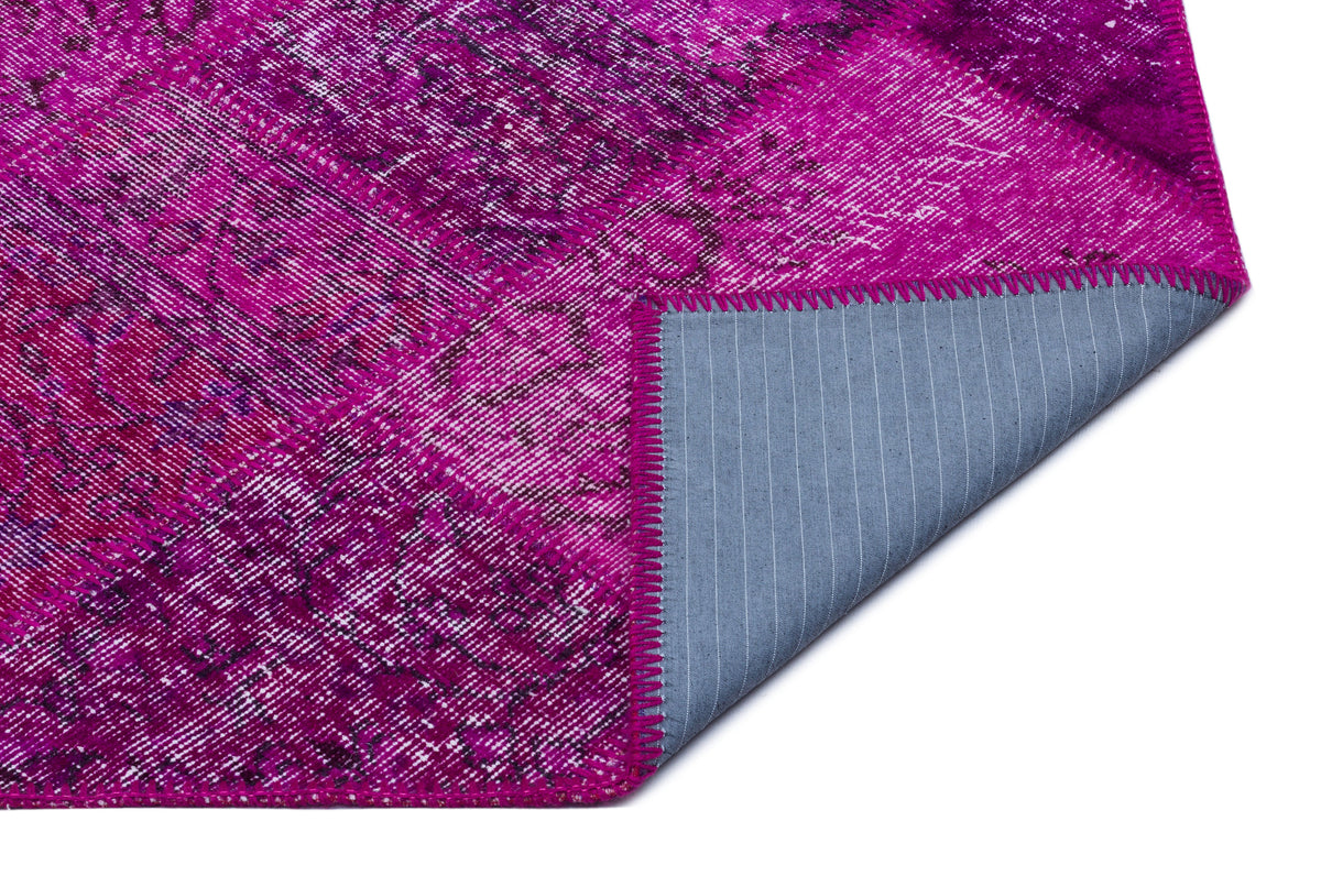 Fuchsia Over Dyed Patchwork Unique Rug 3&#39;11&#39;&#39; x 5&#39;11&#39;&#39; ft 120 x 180 cm