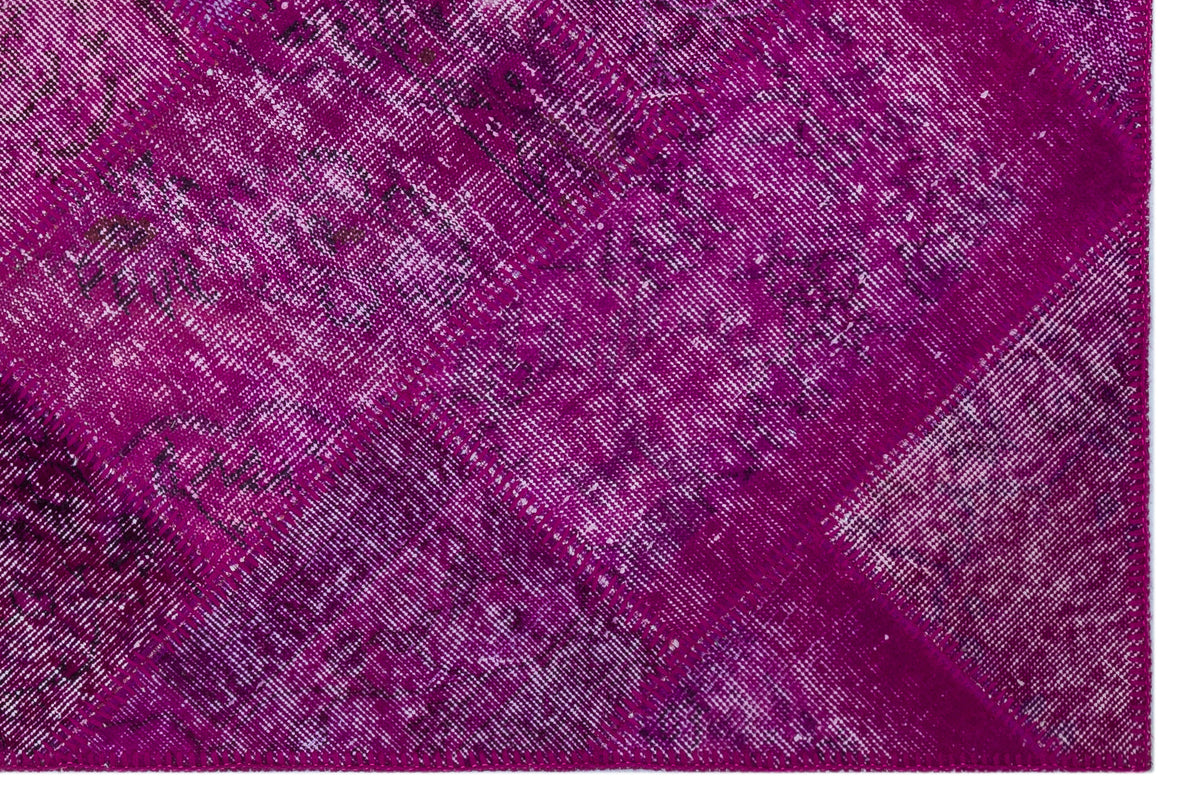 Fuchsia Over Dyed Patchwork Unique Rug 3&#39;11&#39;&#39; x 5&#39;11&#39;&#39; ft 120 x 180 cm