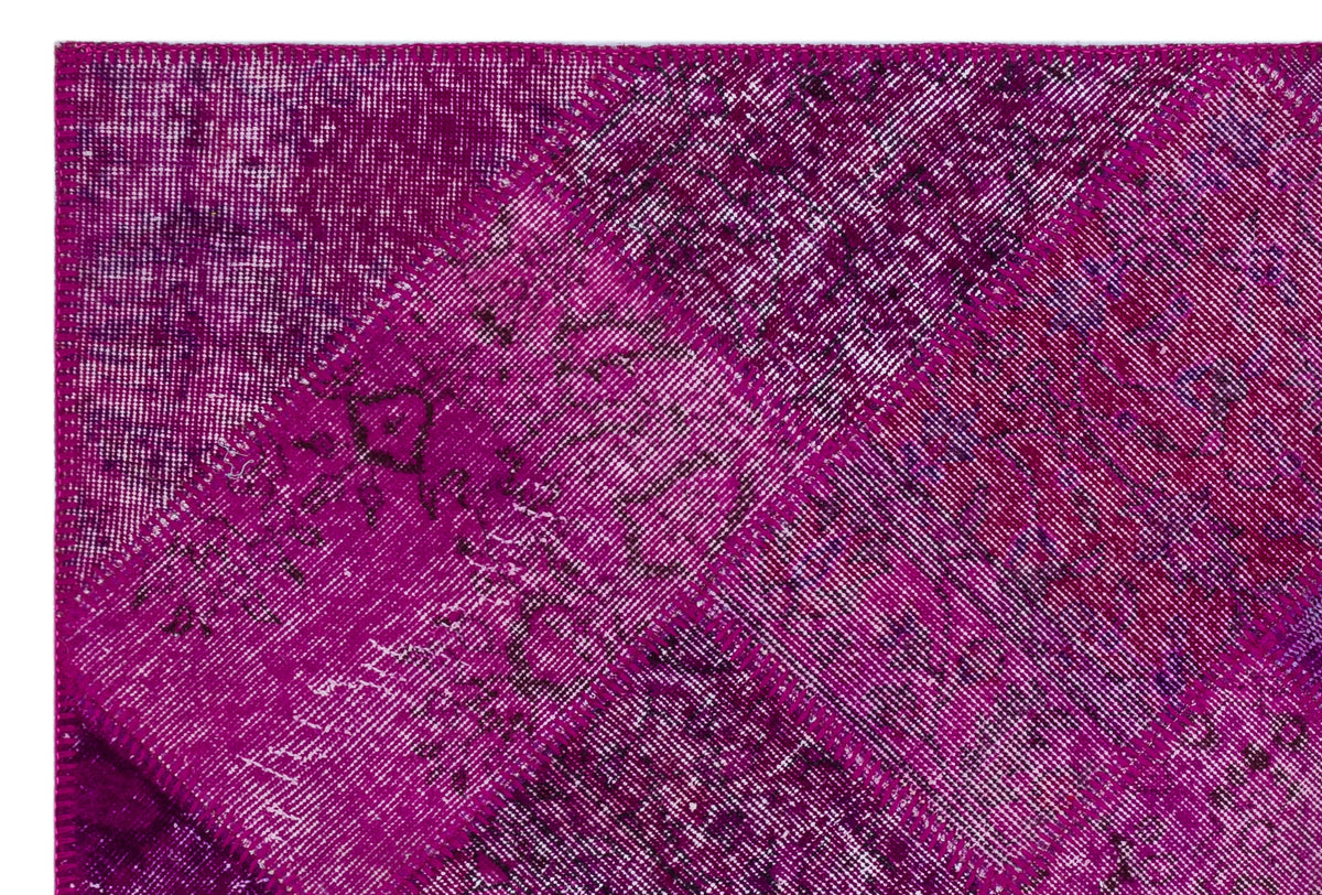 Fuchsia Over Dyed Patchwork Unique Rug 3&#39;11&#39;&#39; x 5&#39;11&#39;&#39; ft 120 x 180 cm