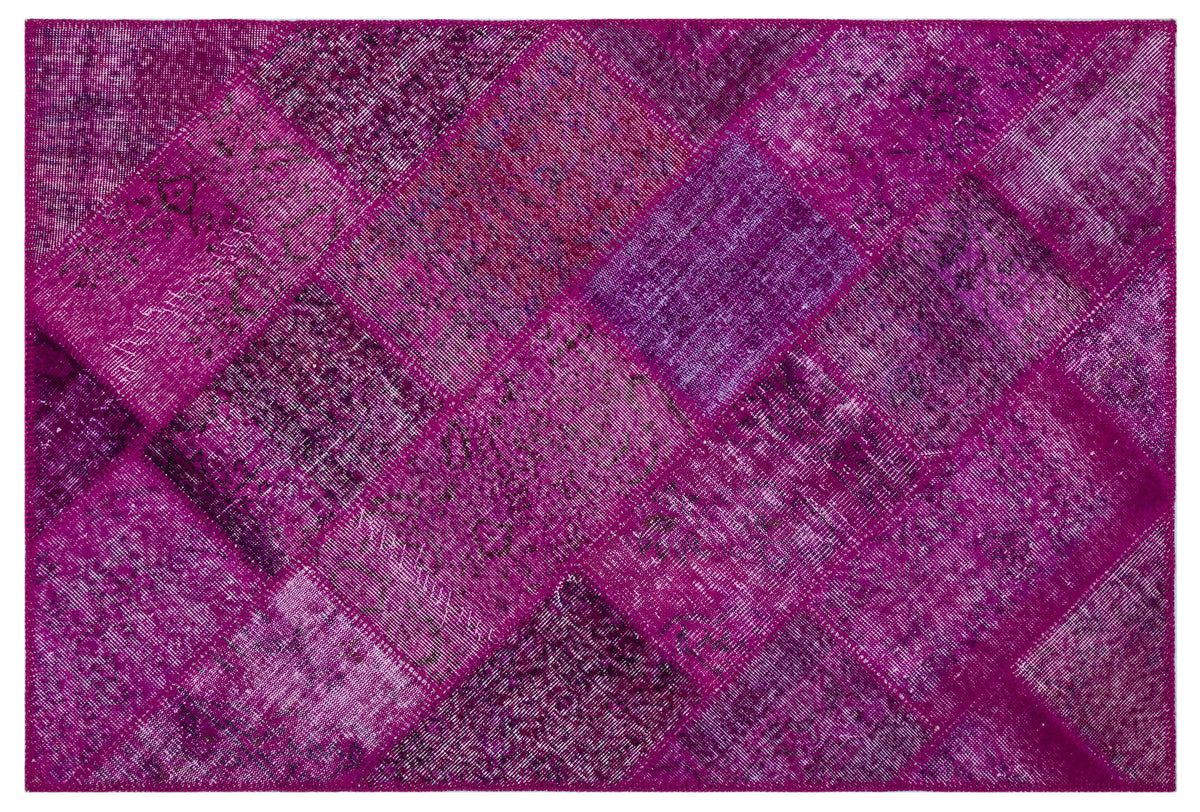 Fuchsia Over Dyed Patchwork Unique Rug 3&#39;11&#39;&#39; x 5&#39;11&#39;&#39; ft 120 x 180 cm
