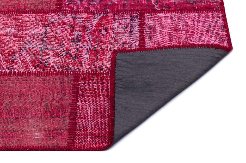 Red Over Dyed Patchwork Unique Rug 3'11'' x 5'11'' ft 120 x 180 cm
