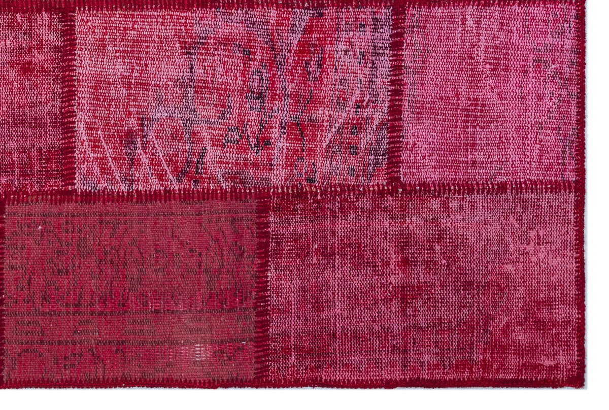 Red Over Dyed Patchwork Unique Rug 3&#39;11&#39;&#39; x 5&#39;11&#39;&#39; ft 120 x 180 cm