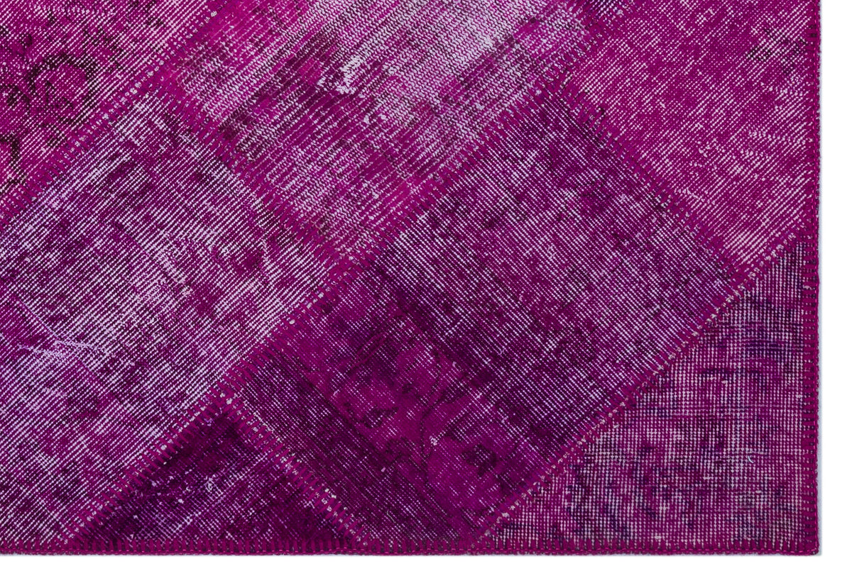 Fuchsia Over Dyed Patchwork Unique Rug 3&#39;11&#39;&#39; x 5&#39;11&#39;&#39; ft 120 x 180 cm