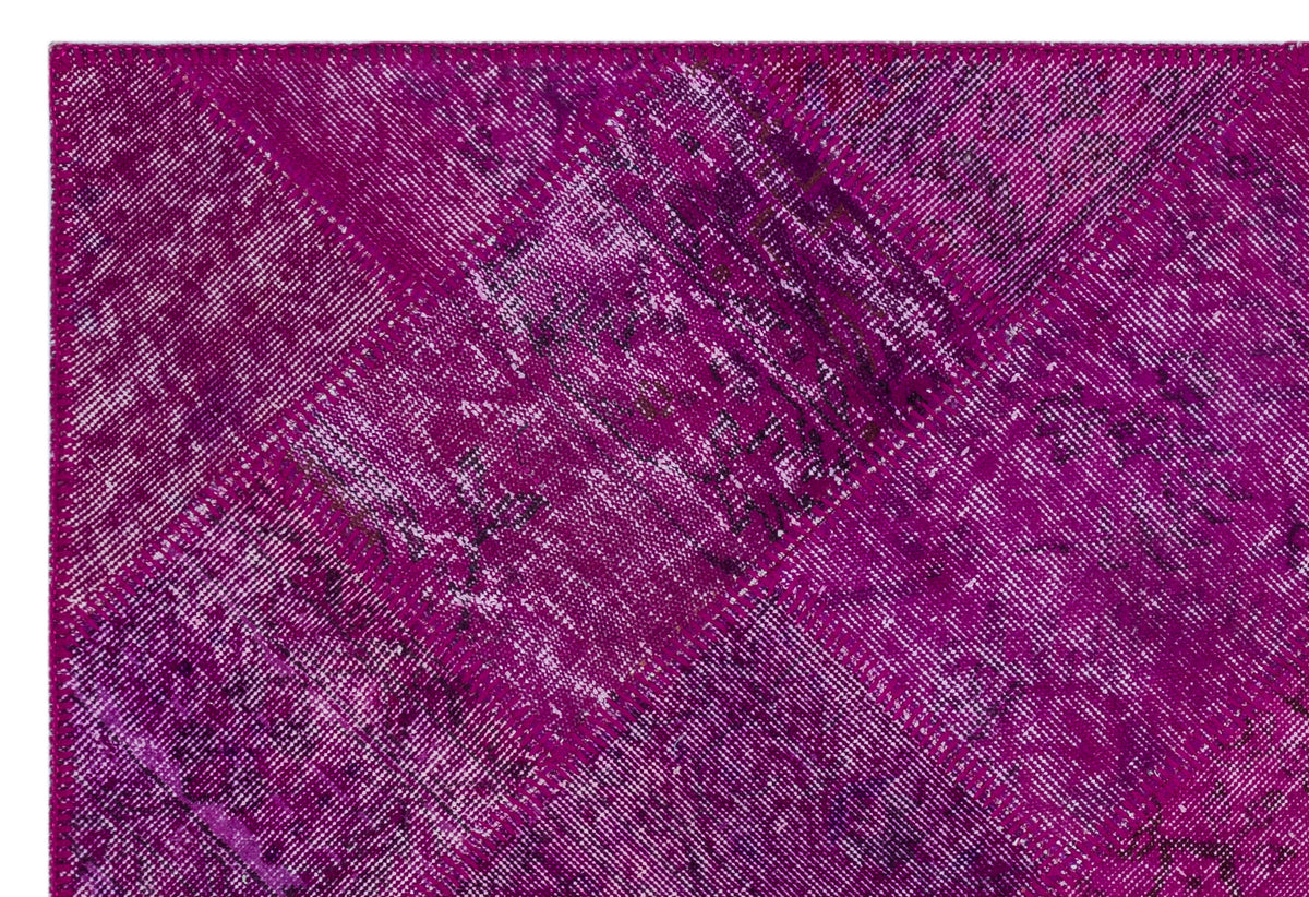 Fuchsia Over Dyed Patchwork Unique Rug 3&#39;11&#39;&#39; x 5&#39;11&#39;&#39; ft 120 x 180 cm