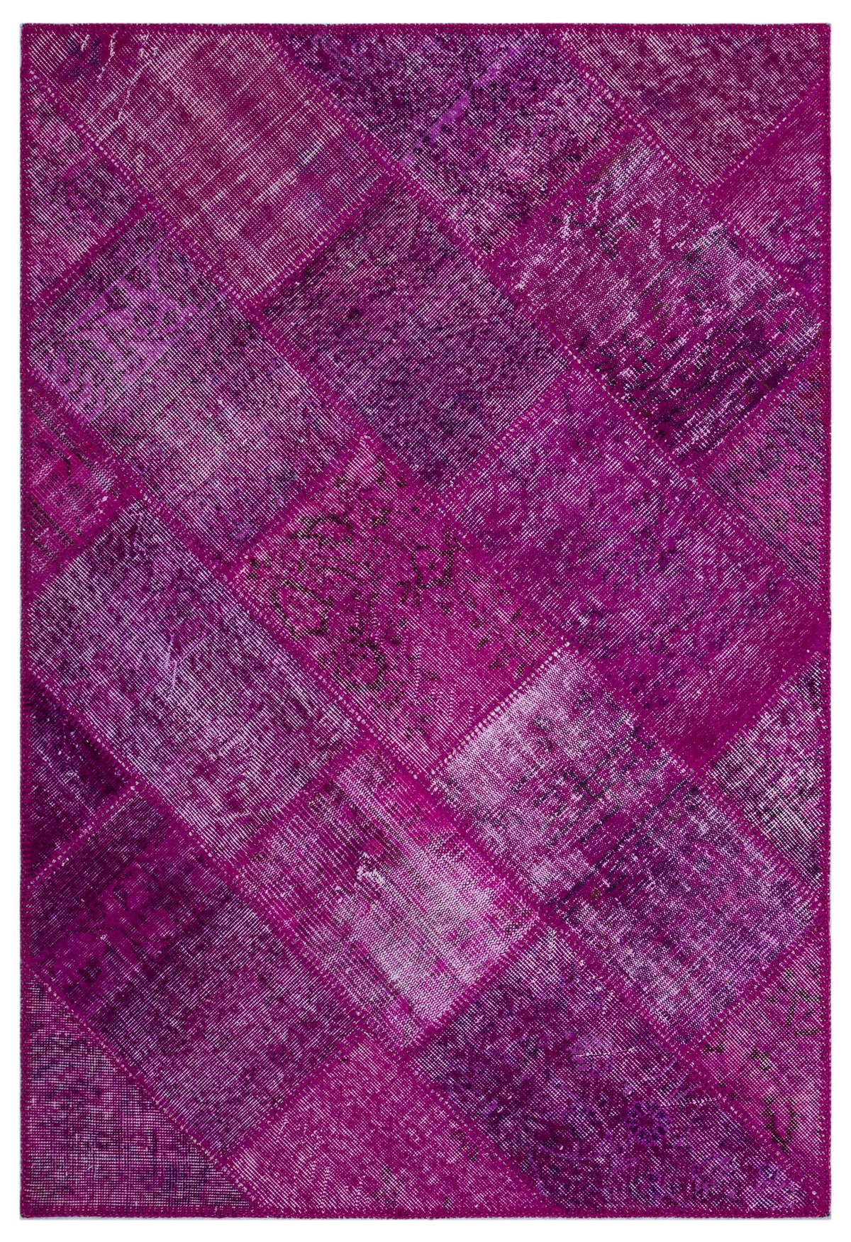 Fuchsia Over Dyed Patchwork Unique Rug 3&#39;11&#39;&#39; x 5&#39;11&#39;&#39; ft 120 x 180 cm
