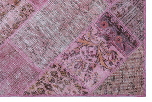 Pink Over Dyed Patchwork Unique Rug 3'11'' x 5'11'' ft 120 x 180 cm