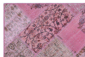 Pink Over Dyed Patchwork Unique Rug 3'11'' x 5'11'' ft 120 x 180 cm