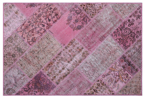 Pink Over Dyed Patchwork Unique Rug 3'11'' x 5'11'' ft 120 x 180 cm
