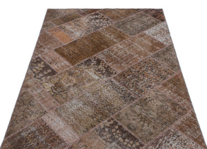 Brown Over Dyed Patchwork Unique Rug 3'11'' x 5'11'' ft 120 x 180 cm