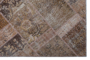 Brown Over Dyed Patchwork Unique Rug 3'11'' x 5'11'' ft 120 x 180 cm