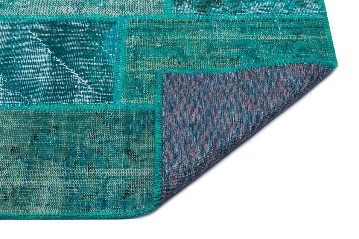 Turquoise  Over Dyed Patchwork Unique Rug 3&#39;11&#39;&#39; x 5&#39;11&#39;&#39; ft 120 x 180 cm