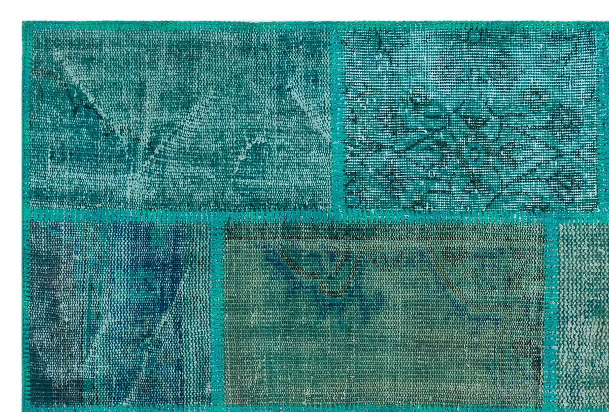 Turquoise  Over Dyed Patchwork Unique Rug 3&#39;11&#39;&#39; x 5&#39;11&#39;&#39; ft 120 x 180 cm
