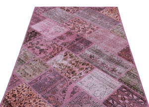 Pink Over Dyed Patchwork Unique Rug 3'11'' x 5'11'' ft 120 x 180 cm