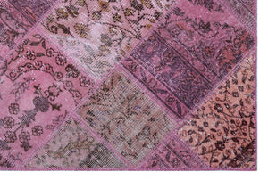 Pink Over Dyed Patchwork Unique Rug 3'11'' x 5'11'' ft 120 x 180 cm