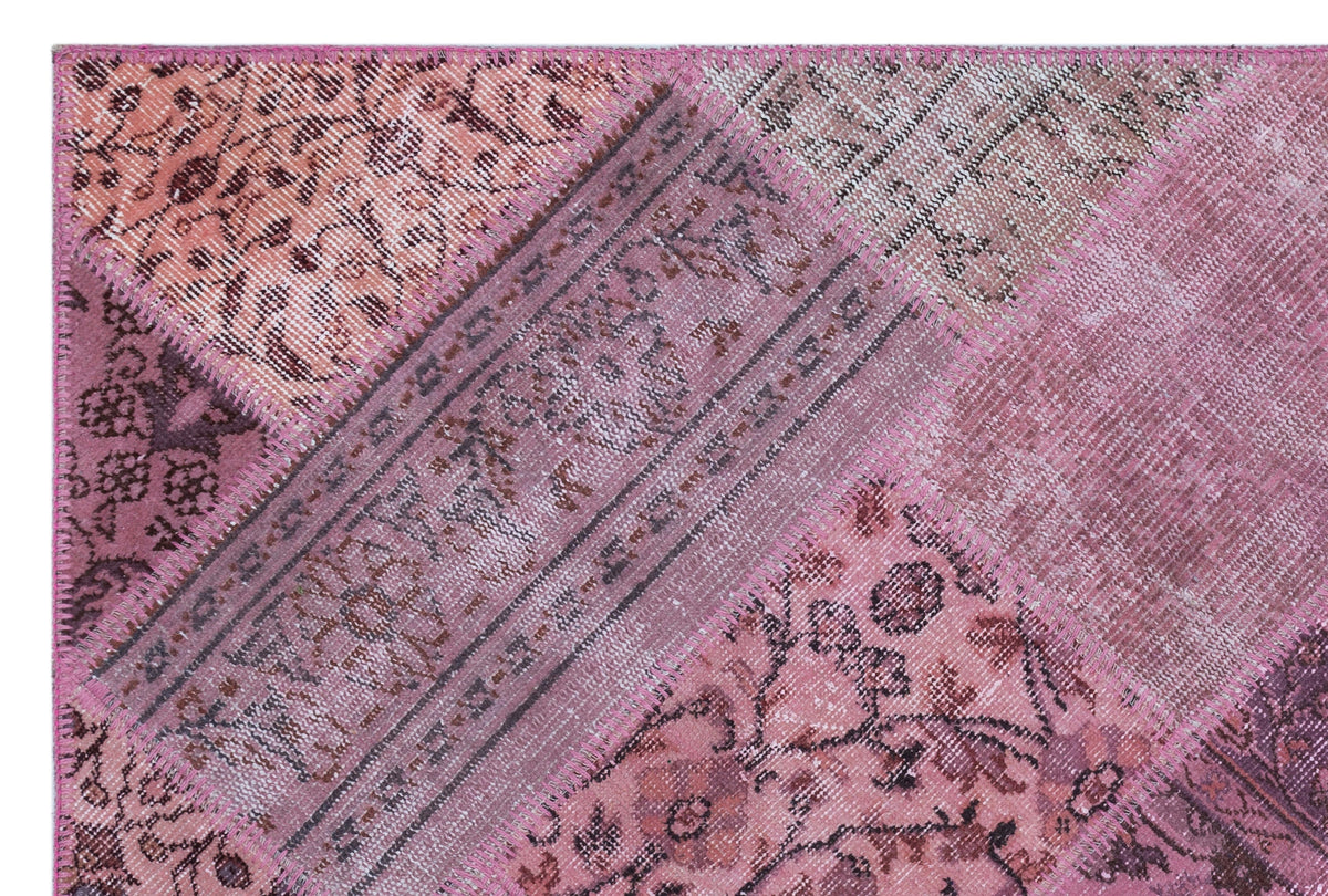 Pink Over Dyed Patchwork Unique Rug 3&#39;11&#39;&#39; x 5&#39;11&#39;&#39; ft 120 x 180 cm
