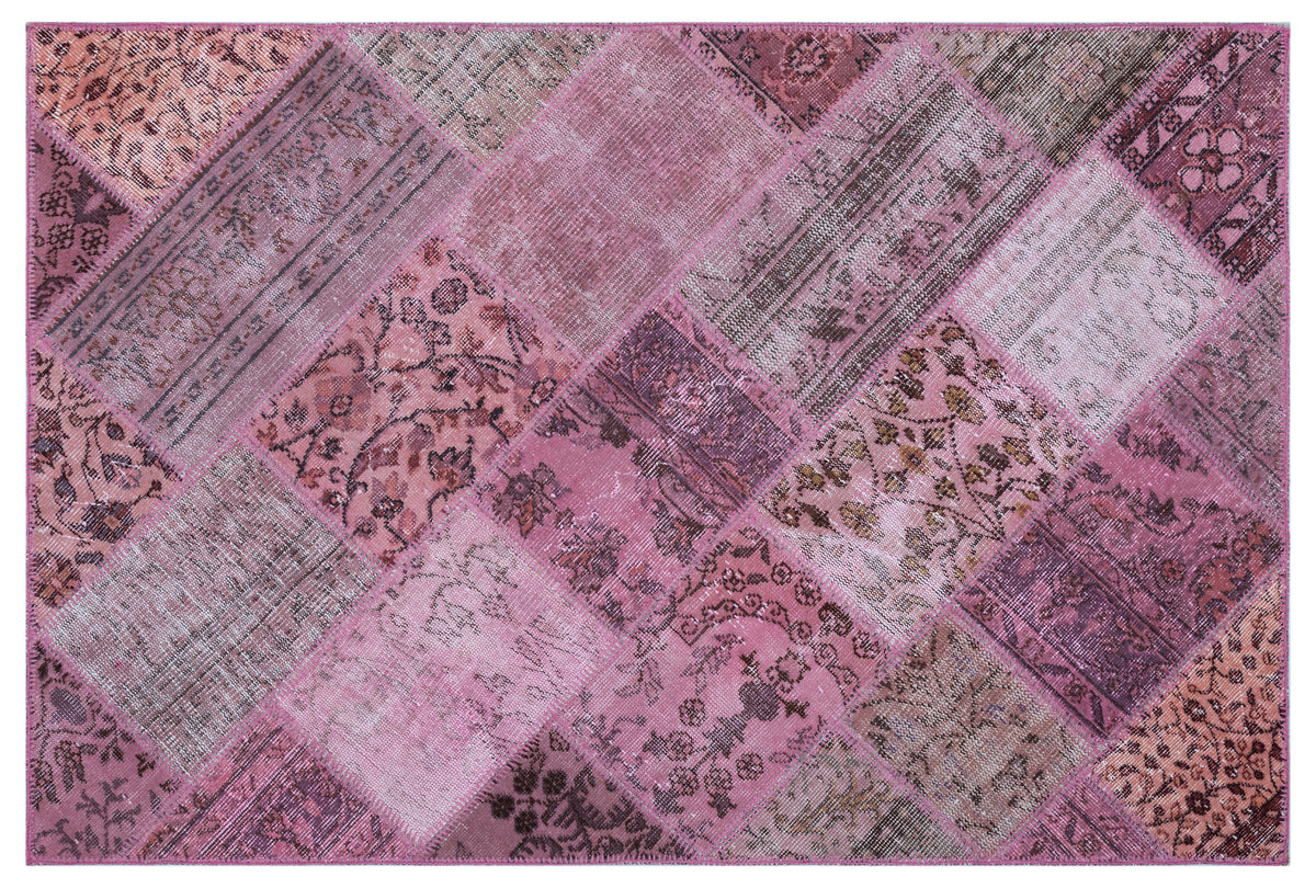Pink Over Dyed Patchwork Unique Rug 3&#39;11&#39;&#39; x 5&#39;11&#39;&#39; ft 120 x 180 cm