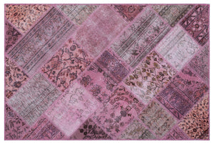 Pink Over Dyed Patchwork Unique Rug 3'11'' x 5'11'' ft 120 x 180 cm