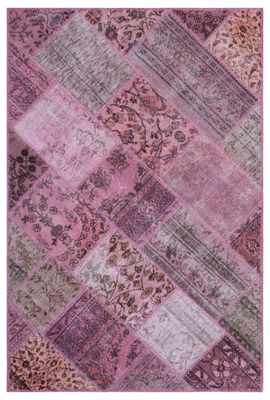 Pink Over Dyed Patchwork Unique Rug 3'11'' x 5'11'' ft 120 x 180 cm