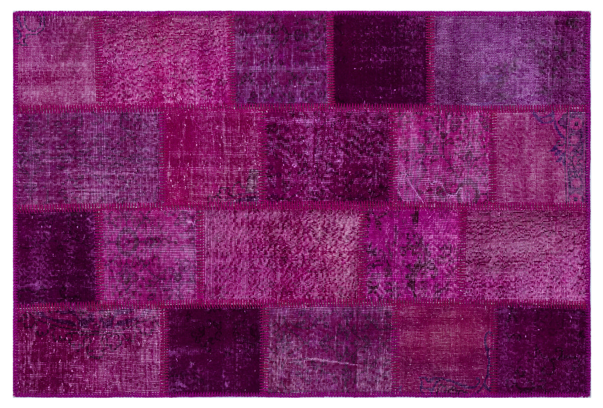 Fuchsia Over Dyed Patchwork Unique Rug 3&#39;11&#39;&#39; x 5&#39;11&#39;&#39; ft 120 x 180 cm