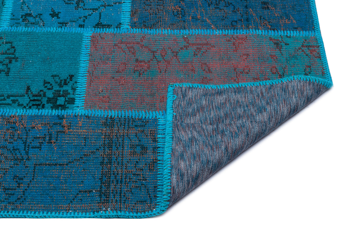Turquoise  Over Dyed Patchwork Unique Rug 3&#39;11&#39;&#39; x 5&#39;11&#39;&#39; ft 120 x 180 cm