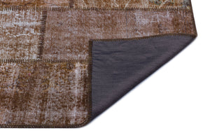 Brown Over Dyed Patchwork Unique Rug 3'11'' x 5'11'' ft 120 x 180 cm
