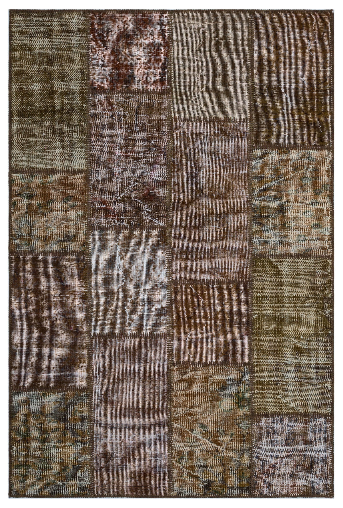 Brown Over Dyed Patchwork Unique Rug 3&#39;11&#39;&#39; x 5&#39;11&#39;&#39; ft 120 x 180 cm