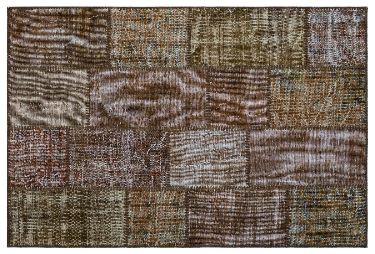 Brown Over Dyed Patchwork Unique Rug 3&#39;11&#39;&#39; x 5&#39;11&#39;&#39; ft 120 x 180 cm