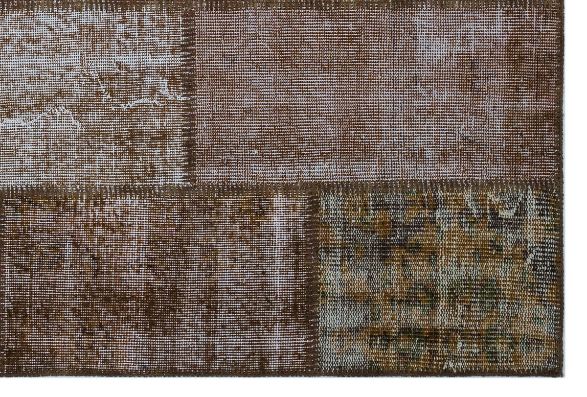 Brown Over Dyed Patchwork Unique Rug 3&#39;11&#39;&#39; x 5&#39;11&#39;&#39; ft 120 x 180 cm