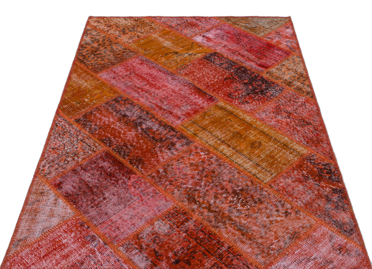 Red Over Dyed Patchwork Unique Rug 3&#39;11&#39;&#39; x 5&#39;11&#39;&#39; ft 120 x 180 cm