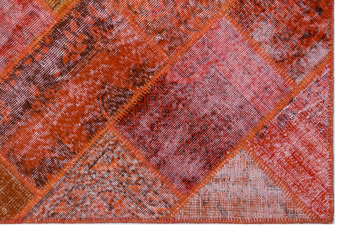 Red Over Dyed Patchwork Unique Rug 3&#39;11&#39;&#39; x 5&#39;11&#39;&#39; ft 120 x 180 cm