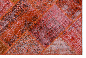 Red Over Dyed Patchwork Unique Rug 3'11'' x 5'11'' ft 120 x 180 cm