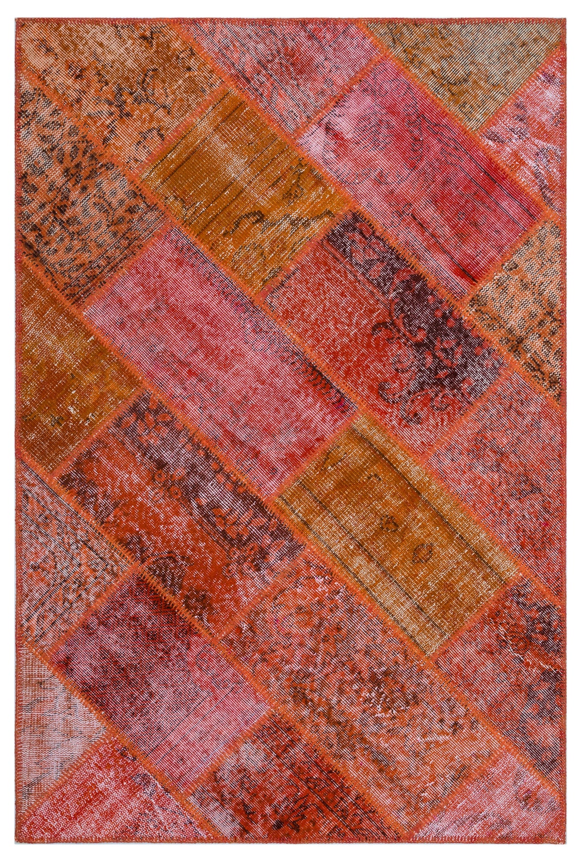 Red Over Dyed Patchwork Unique Rug 3&#39;11&#39;&#39; x 5&#39;11&#39;&#39; ft 120 x 180 cm