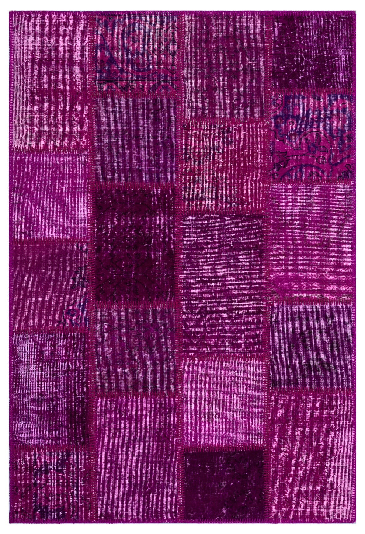 Fuchsia Over Dyed Patchwork Unique Rug 3&#39;11&#39;&#39; x 5&#39;11&#39;&#39; ft 120 x 180 cm