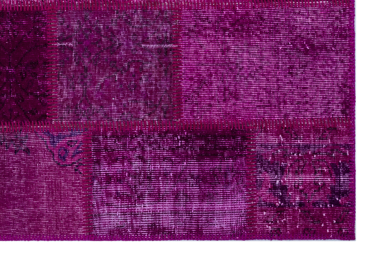 Fuchsia Over Dyed Patchwork Unique Rug 3&#39;11&#39;&#39; x 5&#39;11&#39;&#39; ft 120 x 180 cm