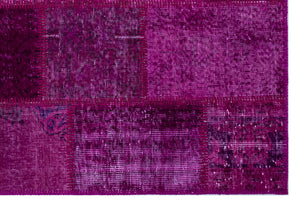 Fuchsia Over Dyed Patchwork Unique Rug 3'11'' x 5'11'' ft 120 x 180 cm