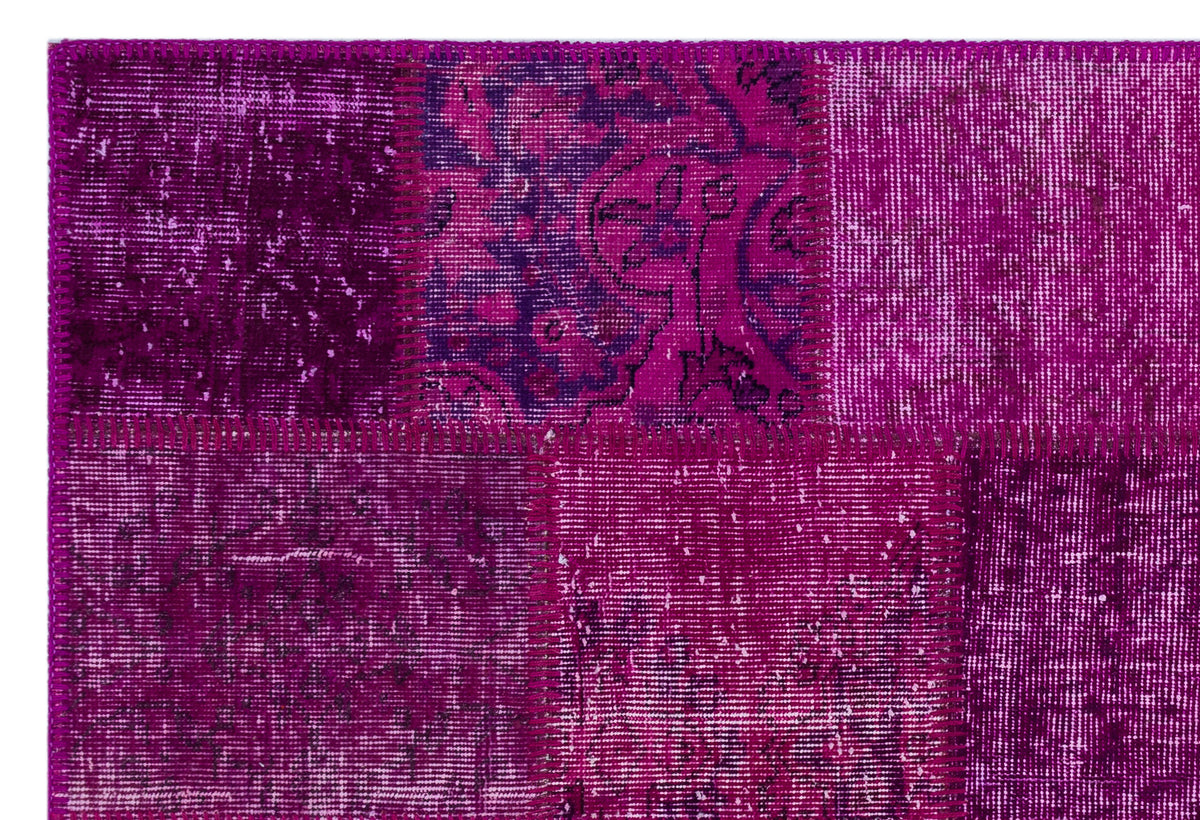 Fuchsia Over Dyed Patchwork Unique Rug 3&#39;11&#39;&#39; x 5&#39;11&#39;&#39; ft 120 x 180 cm