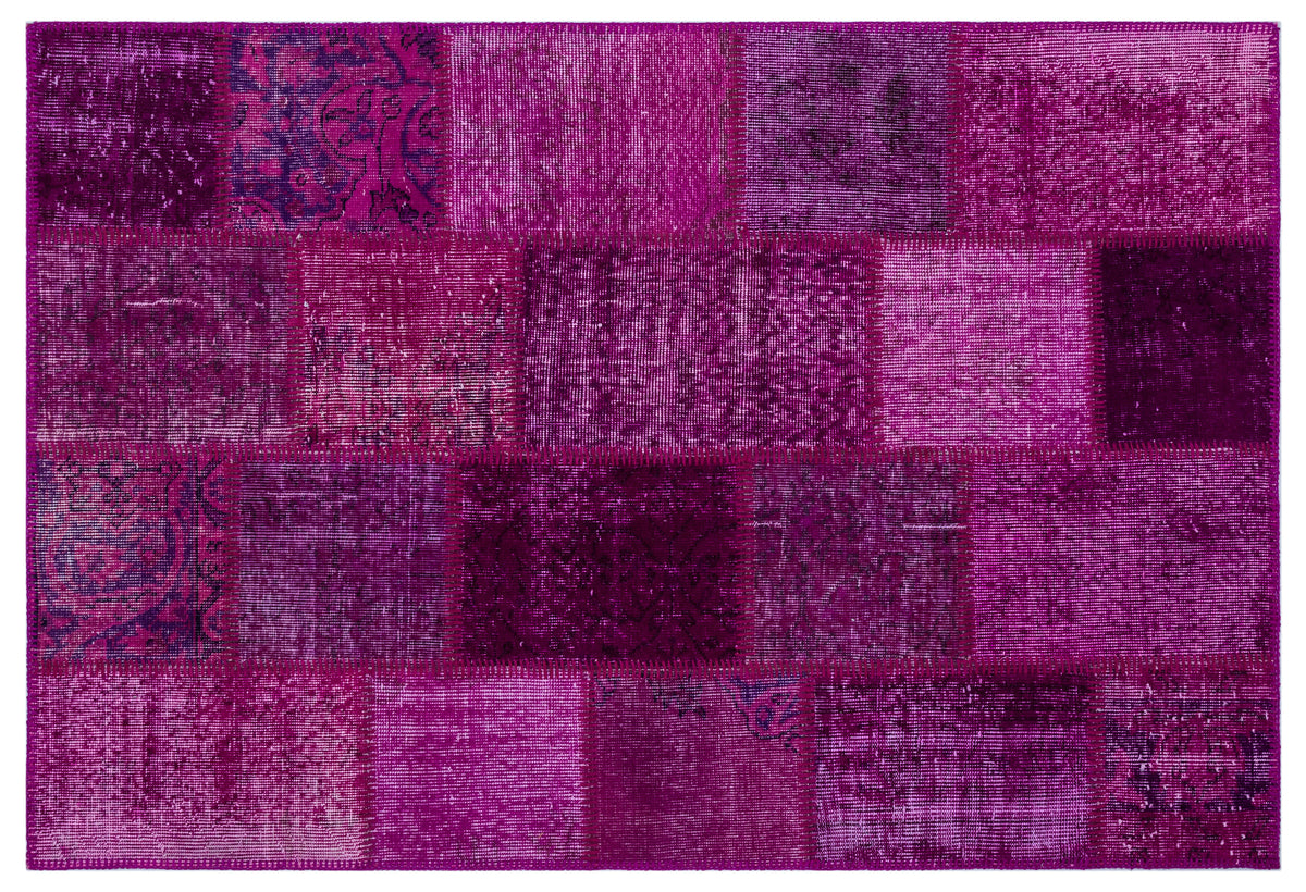 Fuchsia Over Dyed Patchwork Unique Rug 3&#39;11&#39;&#39; x 5&#39;11&#39;&#39; ft 120 x 180 cm