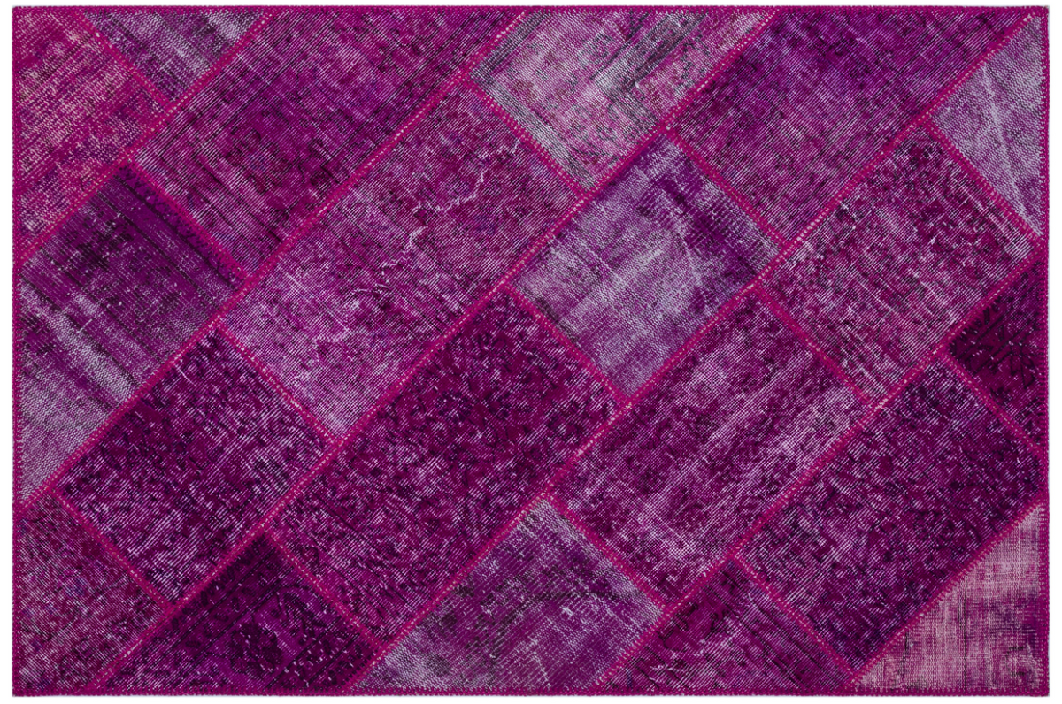 Fuchsia Over Dyed Patchwork Unique Rug 3&#39;11&#39;&#39; x 5&#39;11&#39;&#39; ft 120 x 180 cm