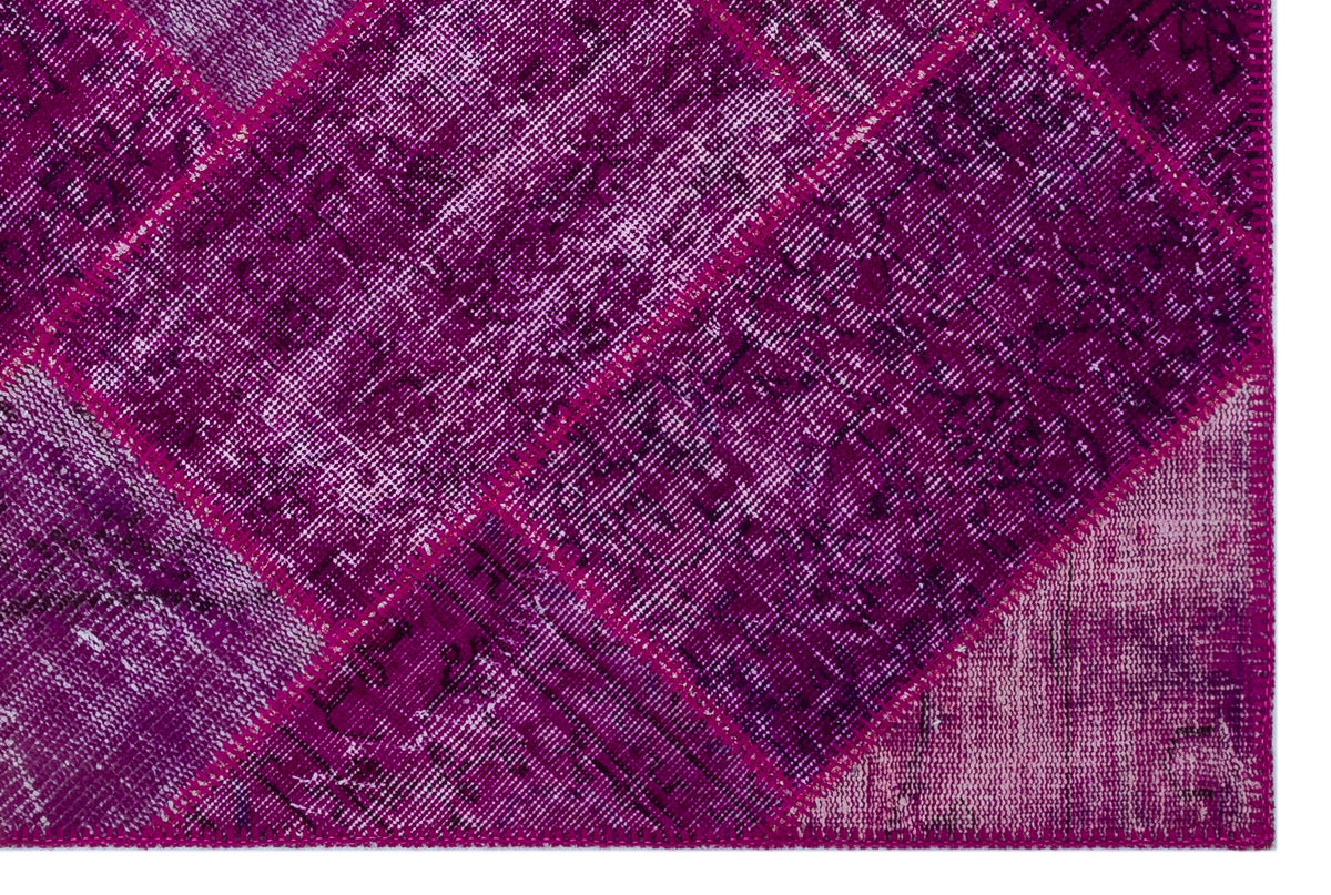 Fuchsia Over Dyed Patchwork Unique Rug 3&#39;11&#39;&#39; x 5&#39;11&#39;&#39; ft 120 x 180 cm