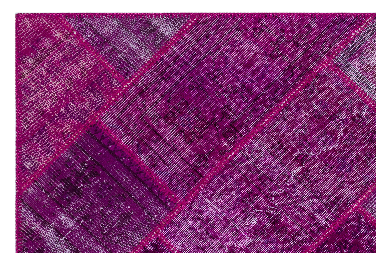 Fuchsia Over Dyed Patchwork Unique Rug 3&#39;11&#39;&#39; x 5&#39;11&#39;&#39; ft 120 x 180 cm