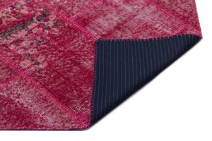 Red Over Dyed Patchwork Unique Rug 3'11'' x 5'11'' ft 120 x 180 cm