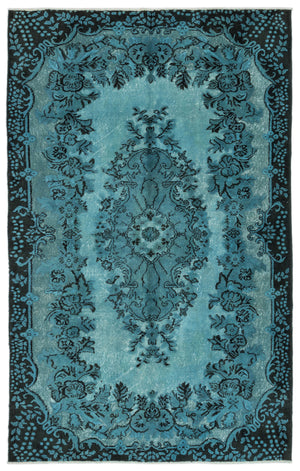 Turquoise  Over Dyed Carved Rug 5'8'' x 8'12'' ft 172 x 274 cm