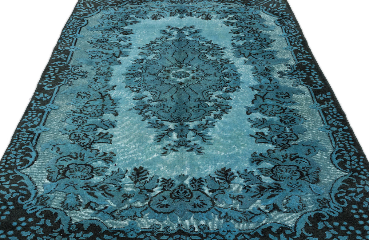 Turquoise  Over Dyed Carved Rug 5&#39;8&#39;&#39; x 8&#39;12&#39;&#39; ft 172 x 274 cm