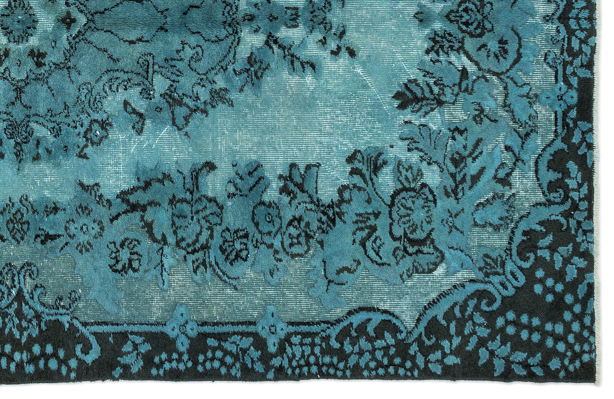 Turquoise  Over Dyed Carved Rug 5&#39;8&#39;&#39; x 8&#39;12&#39;&#39; ft 172 x 274 cm