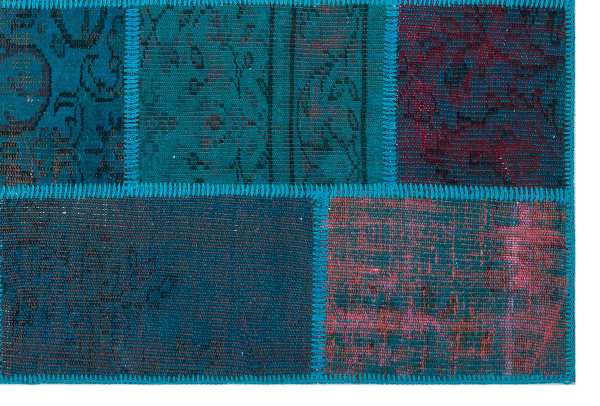Turquoise  Over Dyed Patchwork Unique Rug 3&#39;11&#39;&#39; x 5&#39;11&#39;&#39; ft 120 x 180 cm