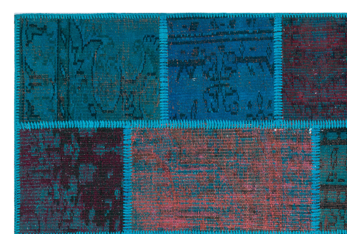 Turquoise  Over Dyed Patchwork Unique Rug 3&#39;11&#39;&#39; x 5&#39;11&#39;&#39; ft 120 x 180 cm