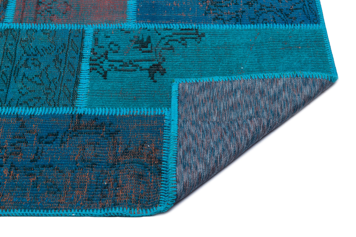 Turquoise  Over Dyed Patchwork Unique Rug 3&#39;11&#39;&#39; x 5&#39;11&#39;&#39; ft 120 x 180 cm