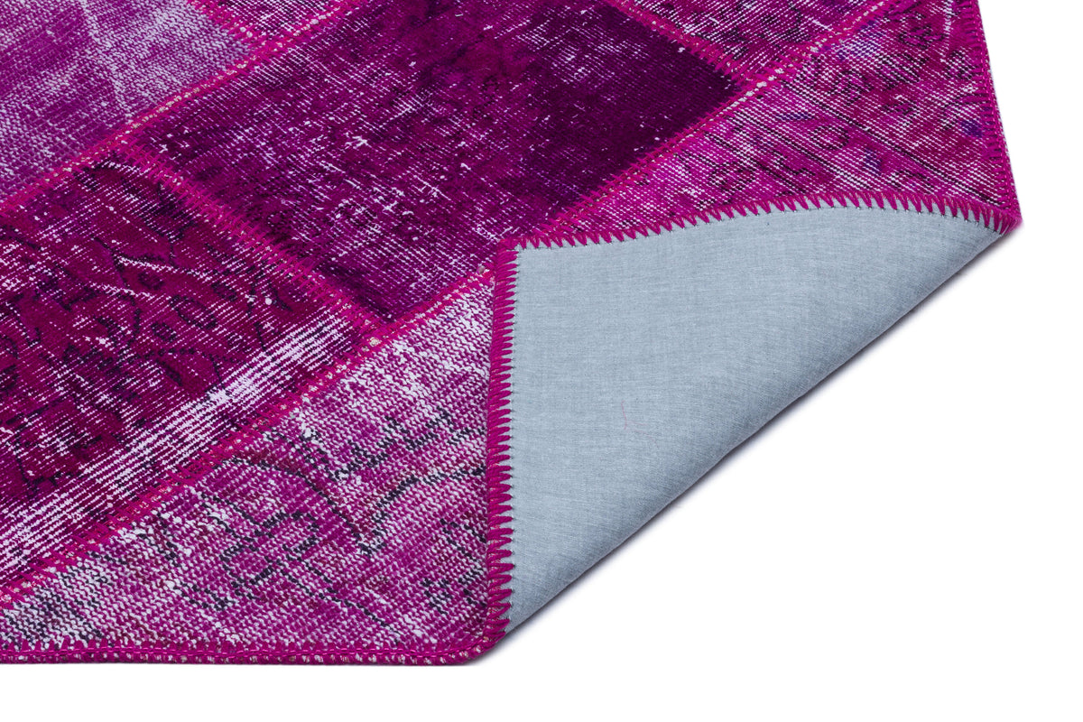 Fuchsia Over Dyed Patchwork Unique Rug 3&#39;11&#39;&#39; x 5&#39;11&#39;&#39; ft 120 x 180 cm